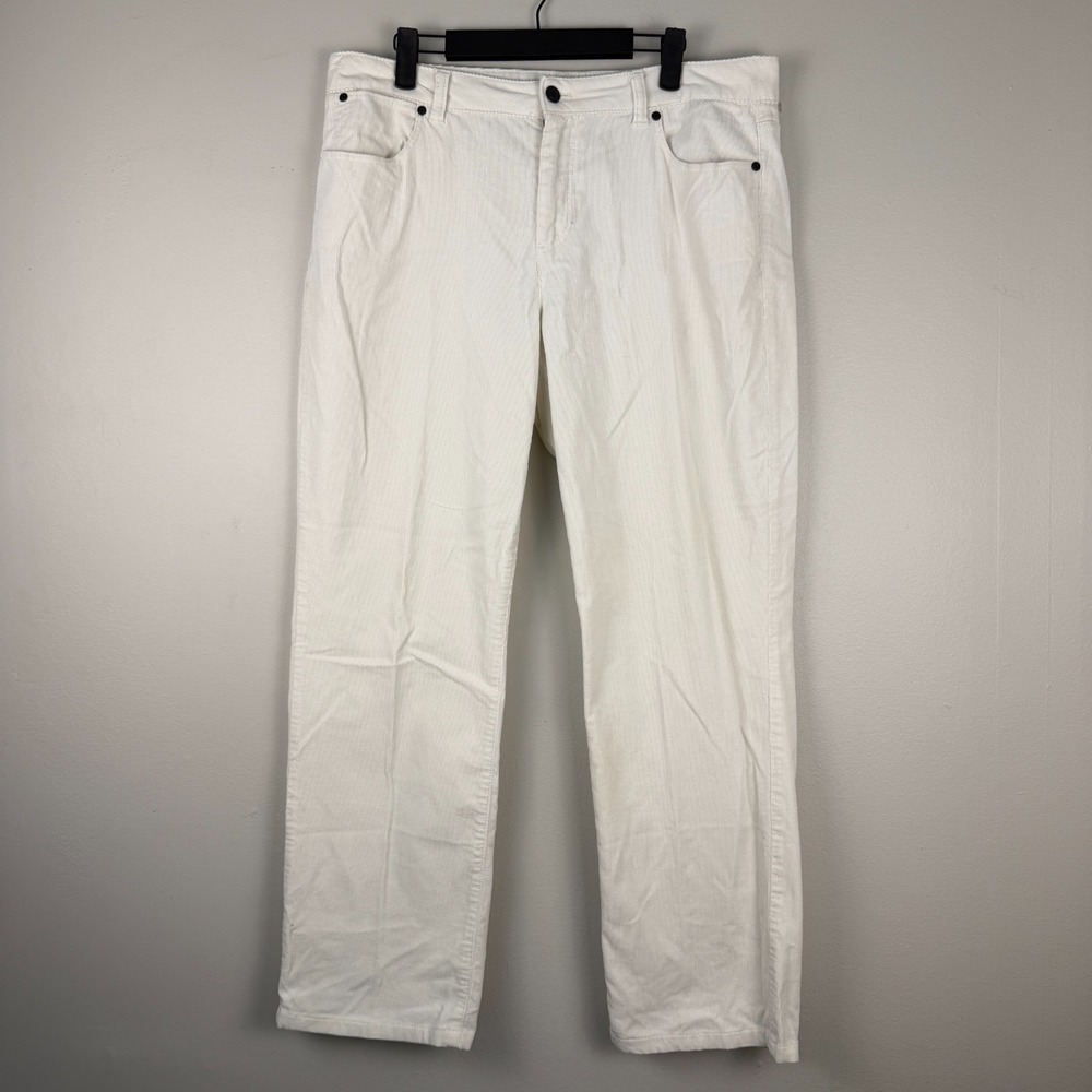 Talbots Corduroy Heritage Pants Womens 14 (34x29) White High Rise Straight Leg